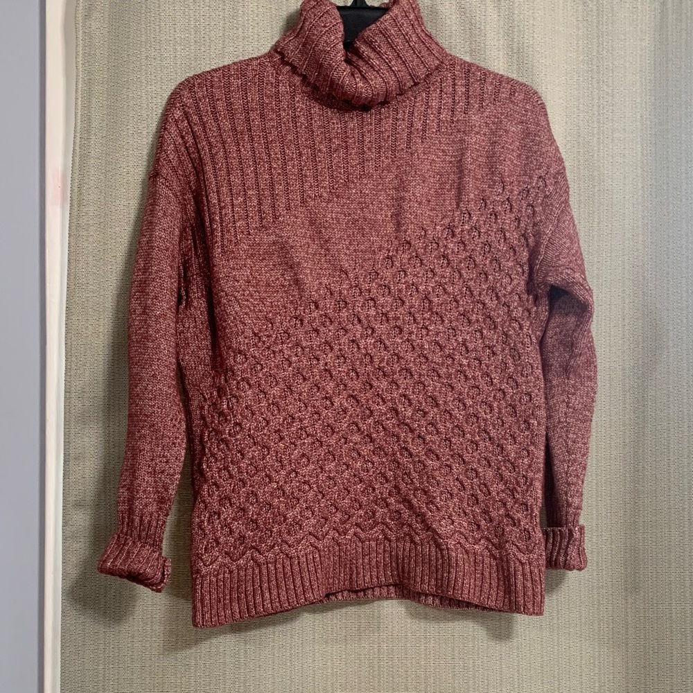 Nine West Burgundy Textured Turtleneck Sweater